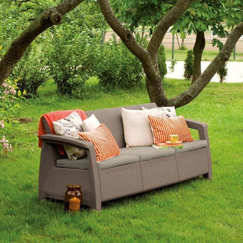 Dīvāns Corfu Love Seat Max, smilškrāsa cena un informācija | Dārza krēsli | 220.lv