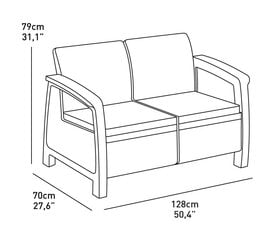Садовый диван двухместный Corfu Love Seat коричневый цена и информация | Садовые стулья, кресла, пуфы | 220.lv