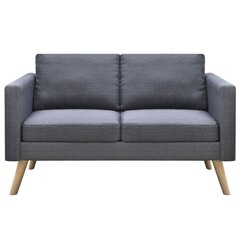 vidaXL dīvānu komplekts, 2 dīvāni, tumši pelēks audums cena un informācija | Dīvānu komplekti | 220.lv