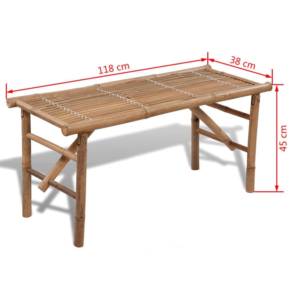 vidaXL saliekams dārza sols, 118 cm, bambuss цена и информация | Dārza soli | 220.lv