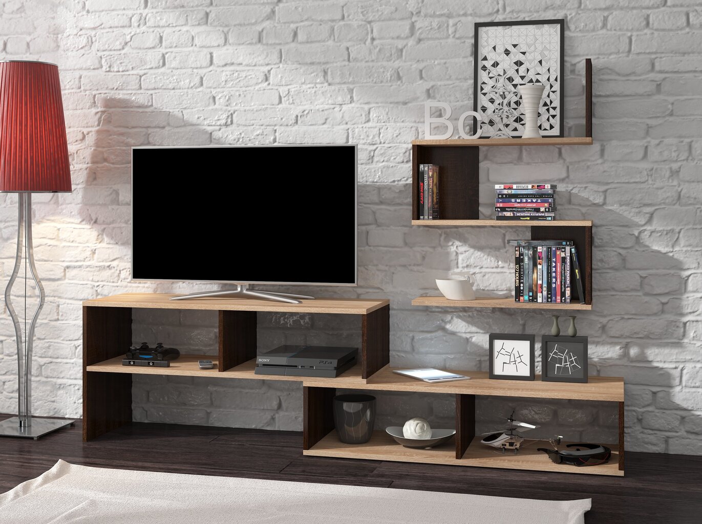 TV galdiņš ar plauktiem Sydney, ozola/brūnas krāsas цена и информация | TV galdiņi | 220.lv