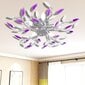 Griestu lampa ar akrila kristālu lapām 5 E14 spuldzēm, violeta, balta цена и информация | Griestu lampas | 220.lv