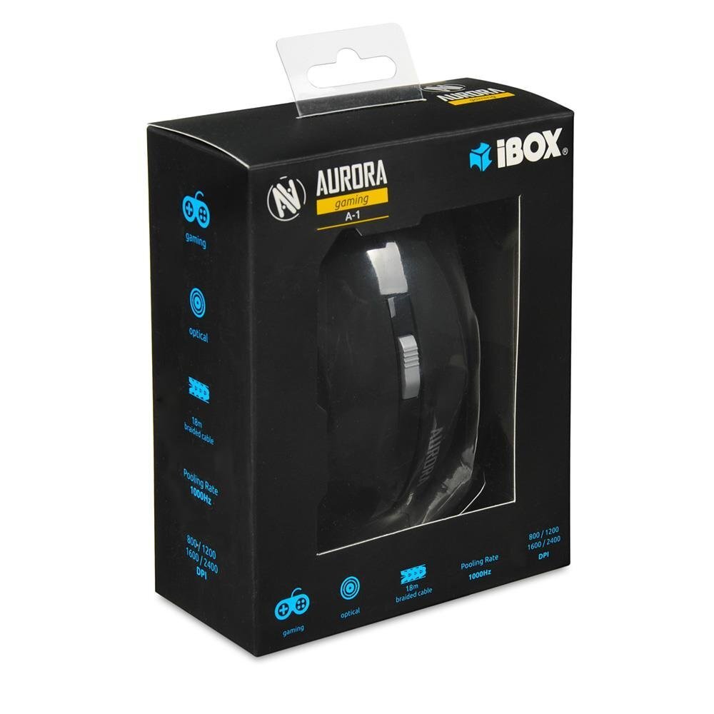 iBOX Aurora A-1, melns cena un informācija | Peles | 220.lv