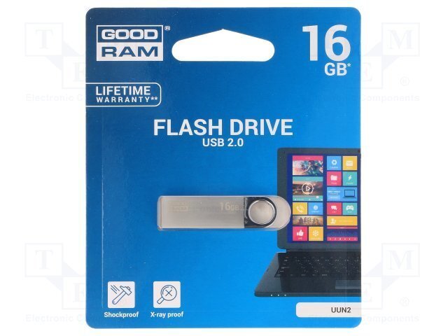GOODRAM - UUN2 16GB Silver USB2.0 цена и информация | USB Atmiņas kartes | 220.lv