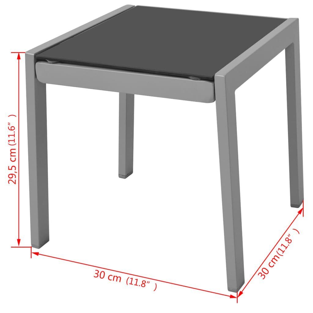 vidaXL sauļošanās zviļņi ar galdiņu, alumīnijs, melni цена и информация | Sauļošanās krēsli | 220.lv