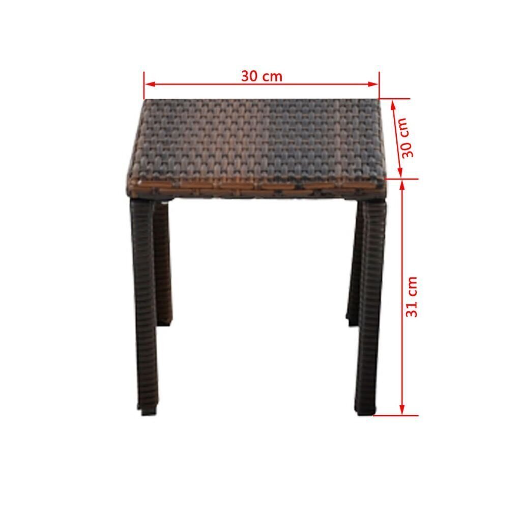 vidaXL sauļošanās zviļņi ar galdiņu, brūna PE rotangpalma цена и информация | Sauļošanās krēsli | 220.lv