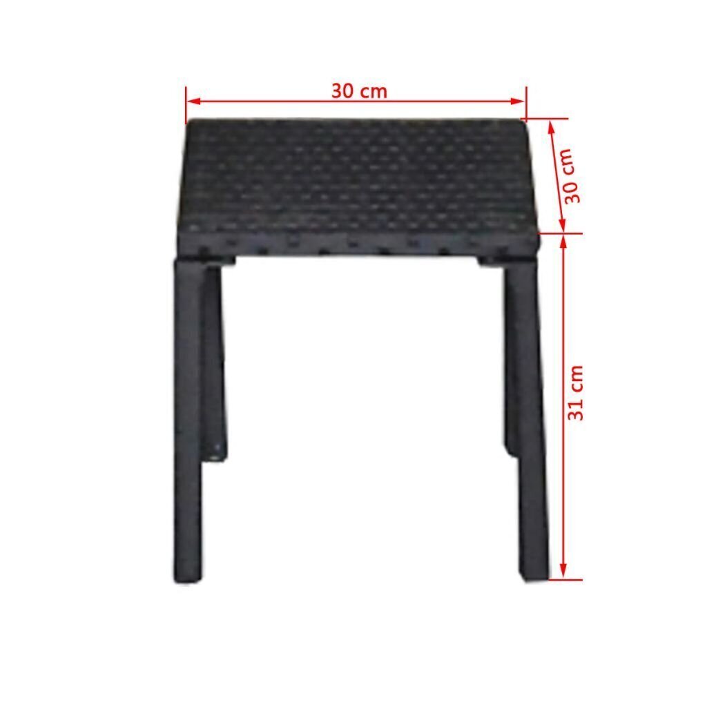 vidaXL sauļošanās zviļņi ar galdiņu, melna PE rotangpalma cena un informācija | Sauļošanās krēsli | 220.lv