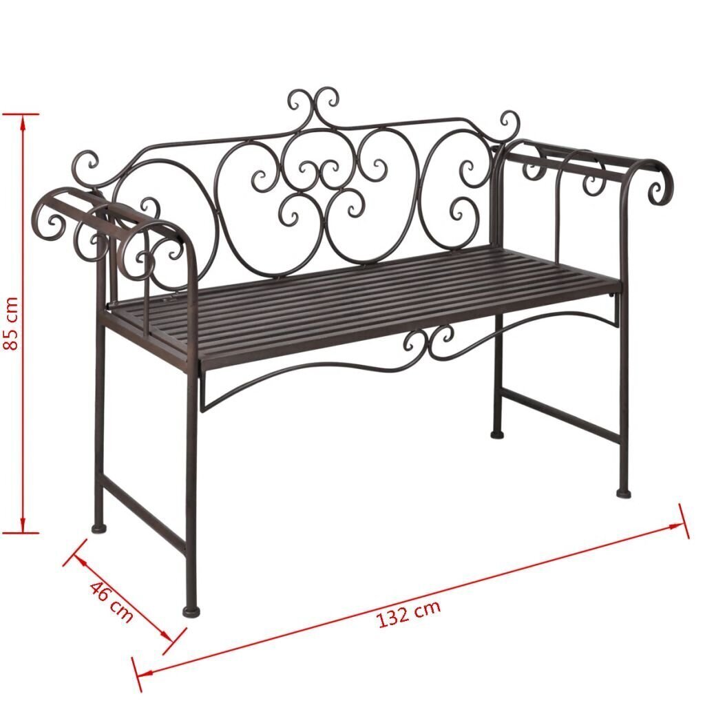 vidaXL dārza sols, 132 cm, tērauds, antīki brūns цена и информация | Dārza soli | 220.lv