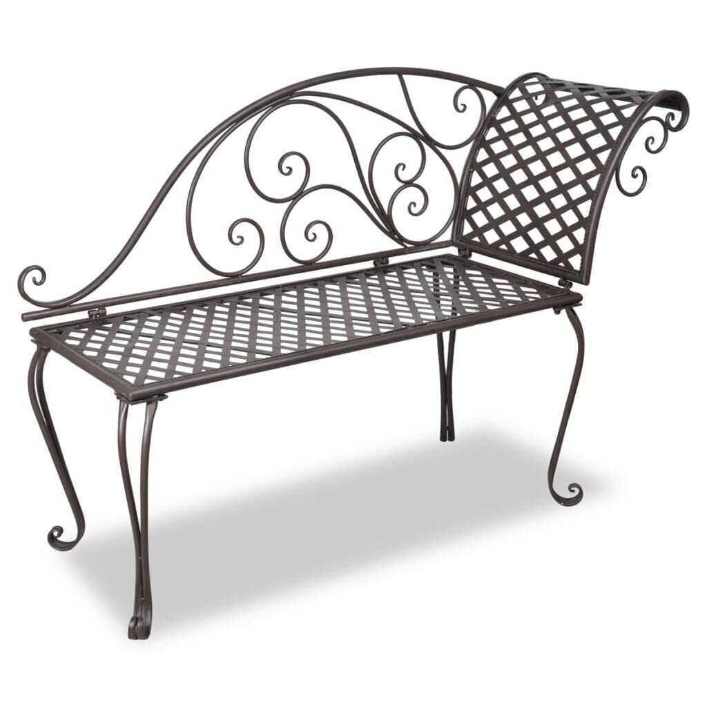 vidaXL dārza guļamkrēsls, 128 cm, tērauds, antīki brūns cena un informācija | Dārza soli | 220.lv
