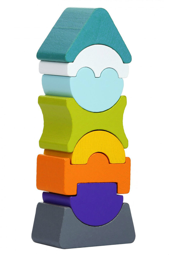 Koka klucīšu komplekts Cubika Elastīgs Tornis cena un informācija | Rotaļlietas zīdaiņiem | 220.lv
