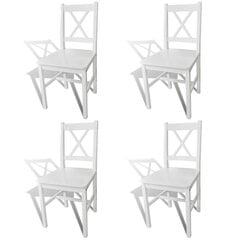 vidaXL virtuves krēsli, 4 gab., balti, priedes koks cena un informācija | Virtuves un ēdamistabas krēsli | 220.lv
