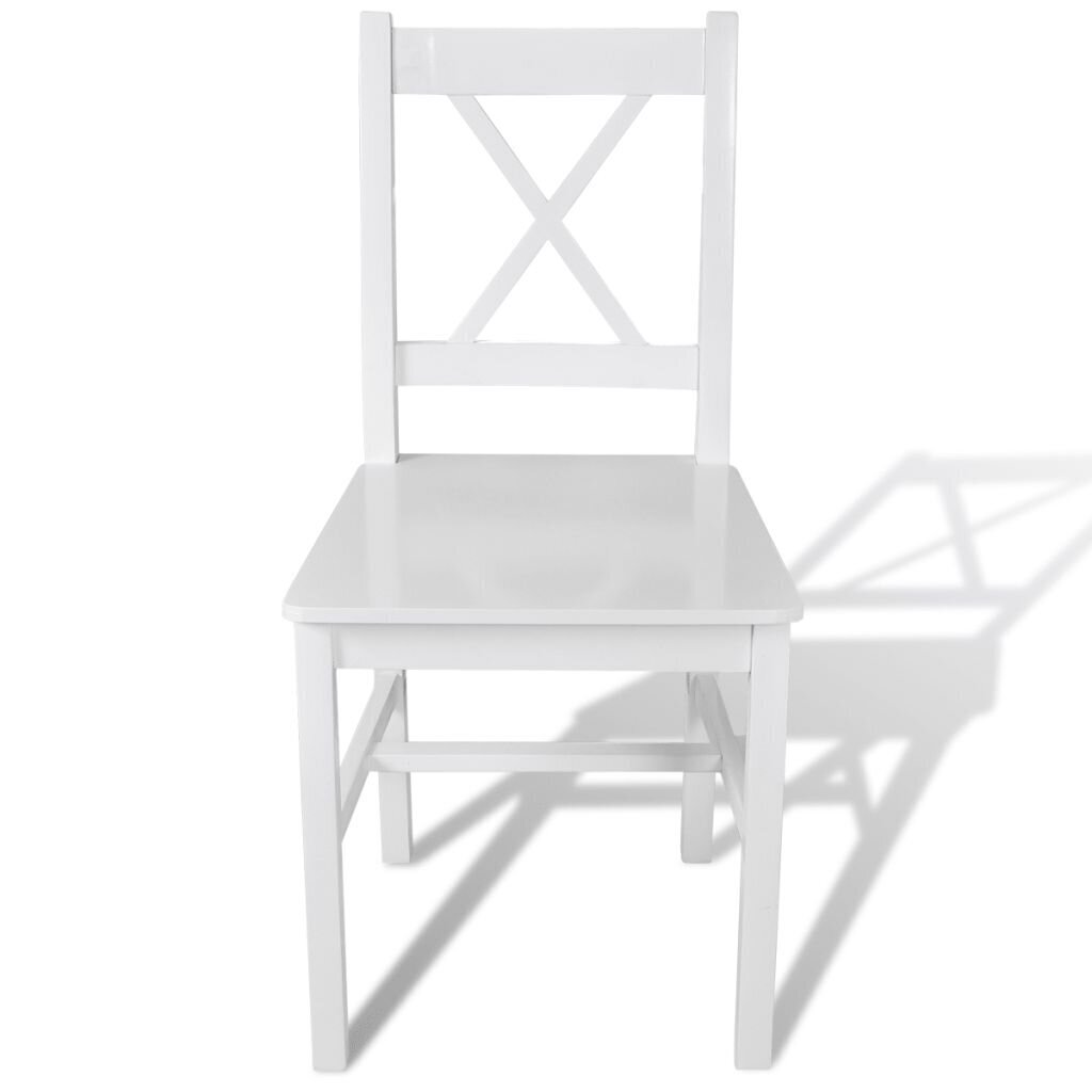 vidaXL virtuves krēsli, 4 gab., balti, priedes koks цена и информация | Virtuves un ēdamistabas krēsli | 220.lv