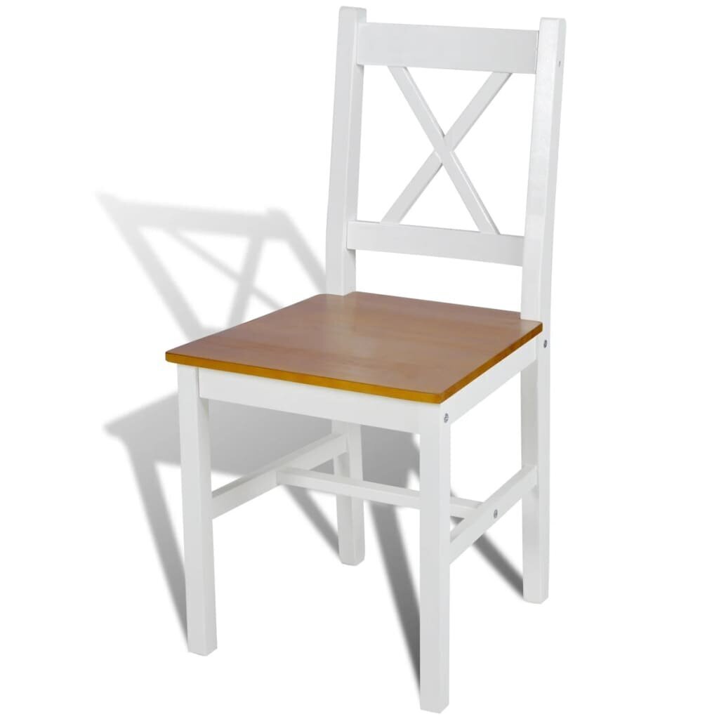 vidaXL virtuves krēsli, 2 gab., balti, priedes koks цена и информация | Virtuves un ēdamistabas krēsli | 220.lv