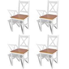Деревянные обеденные стулья, белые/натуральне дерево, 4 шт. цена и информация | Стулья для кухни и столовой | 220.lv