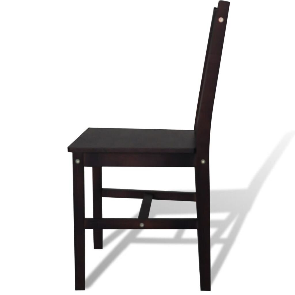 vidaXL virtuves krēsli, 2 gab., tumši brūni, priedes koks cena un informācija | Virtuves un ēdamistabas krēsli | 220.lv