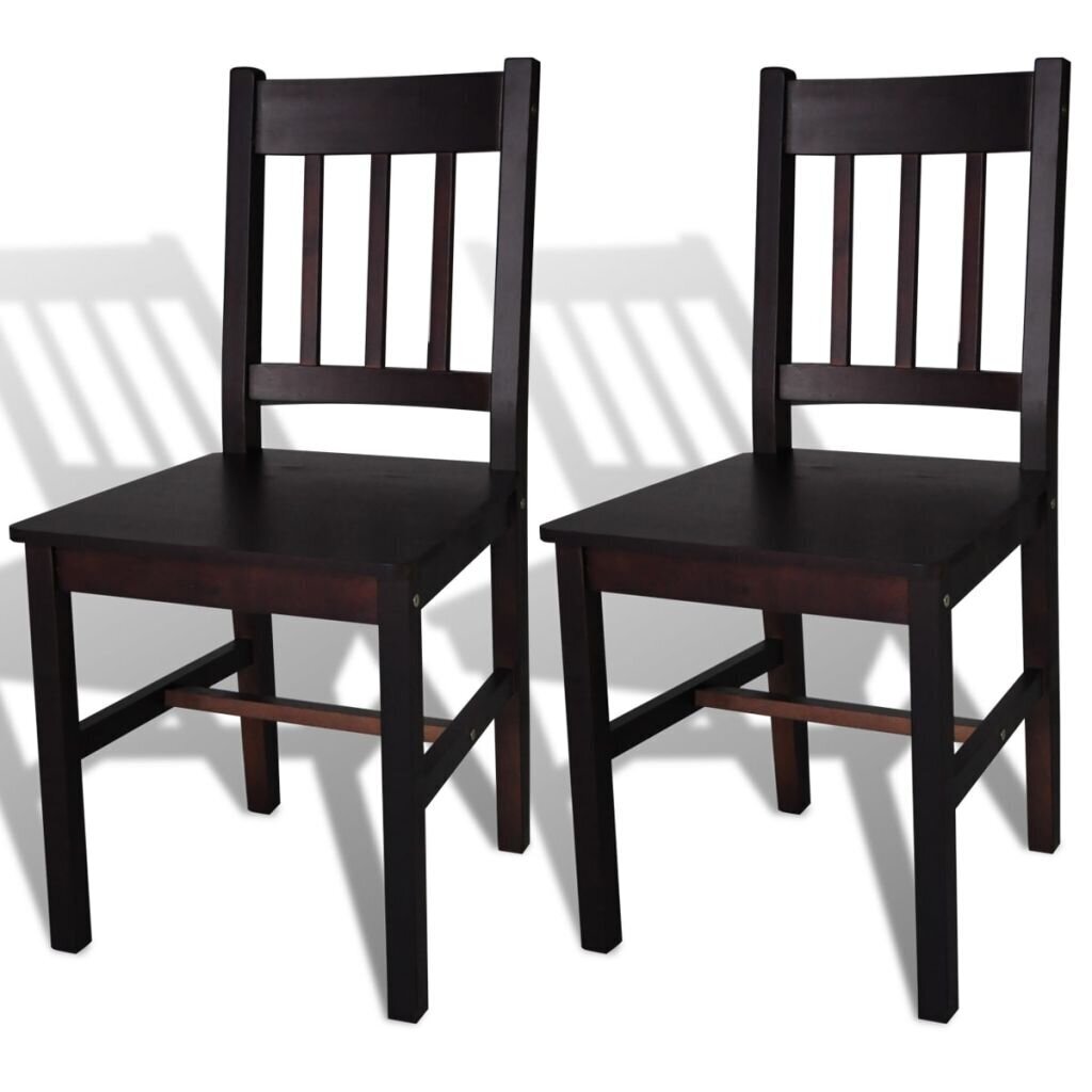 vidaXL virtuves krēsli, 2 gab., tumši brūni, priedes koks цена и информация | Virtuves un ēdamistabas krēsli | 220.lv