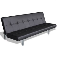 vidaXL izvelkams dīvāns ar 2 spilveniem, regulējams,melna mākslīgā āda cena un informācija | Dīvāni | 220.lv