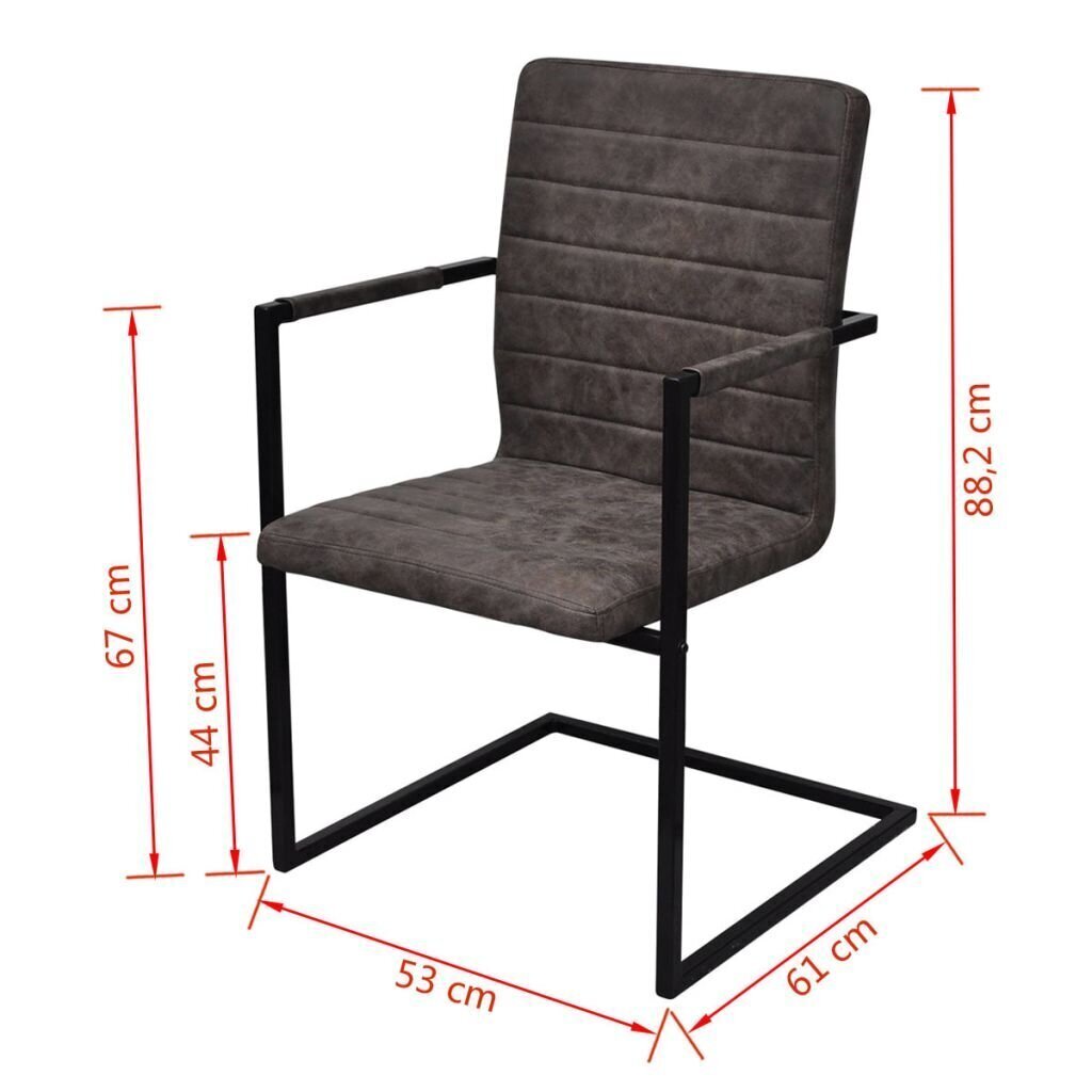 vidaXL konsoles virtuves krēsli, 2 gab., brūna mākslīgā āda cena un informācija | Virtuves un ēdamistabas krēsli | 220.lv