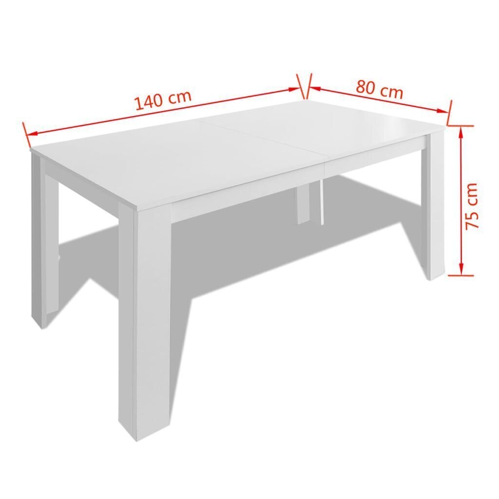 vidaXL balts virtuves galds, 140x80x75 cm цена и информация | Virtuves galdi, ēdamgaldi | 220.lv