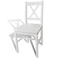 vidaXL virtuves krēsli, 6 gab., balti, priedes koks cena un informācija | Virtuves un ēdamistabas krēsli | 220.lv
