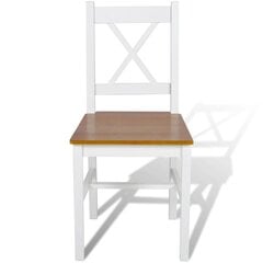 Деревянные обеденные стулья, белые/натуральное дерево, 6 шт. цена и информация | Стулья для кухни и столовой | 220.lv