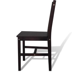 vidaXL virtuves krēsli, 6 gab., tumši brūni, priedes koks cena un informācija | Virtuves un ēdamistabas krēsli | 220.lv