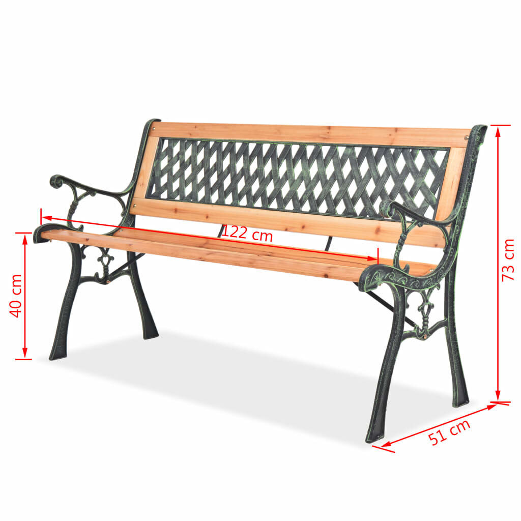 vidaXL dārza sols, 122 cm, koks cena un informācija | Dārza soli | 220.lv