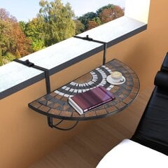 vidaXL piekarams balkona galdiņš, sarkanbrūna un balta mozaīka cena un informācija | Dārza galdi | 220.lv