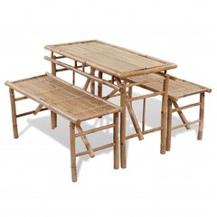 vidaXL alus galds ar 2 soliem, 100 cm, bambuss cena un informācija | Dārza mēbeļu komplekti | 220.lv