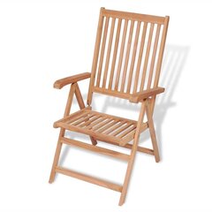vidaXL 7-daļīgs dārza mēbeļu komplekts, saliekami krēsli, tīkkoks cena un informācija | Dārza mēbeļu komplekti | 220.lv