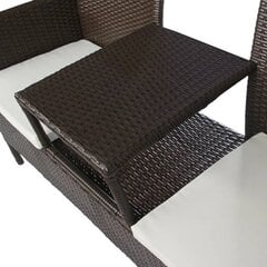 vidaXL divvietīgs dārza dīvāns ar galdiņu, PE rotangpalma, brūns цена и информация | Комплекты уличной мебели | 220.lv