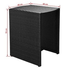 vidaXL 3-daļīgs bistro mēbeļu komplekts ar matračiem, PE pinums, melns cena un informācija | Dārza mēbeļu komplekti | 220.lv