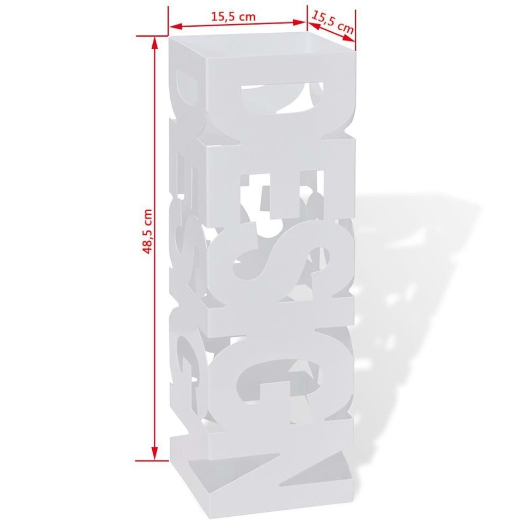 Balts kvadrātveida lietussargu turētājs, tērauds, 48,5 cm cena un informācija | Interjera priekšmeti | 220.lv