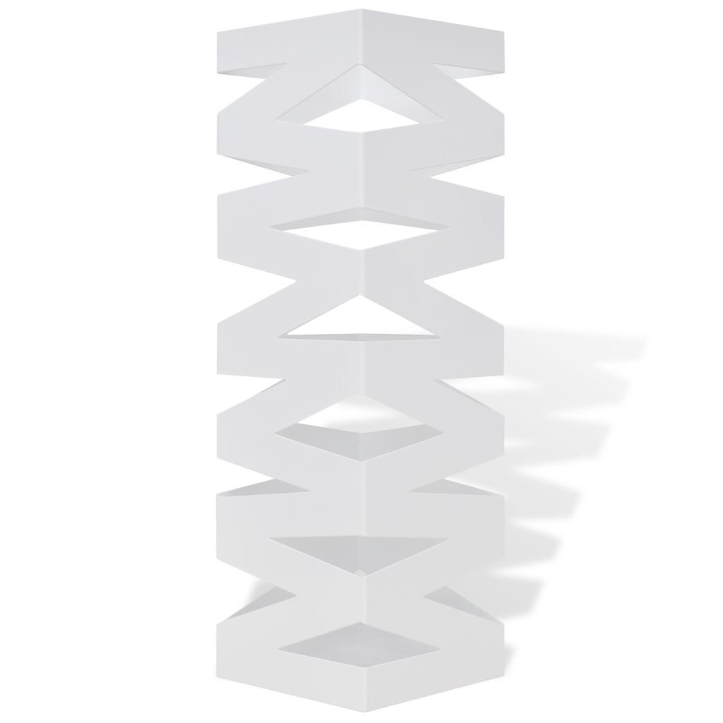 Balts kvadrātveida lietussargu statīvs, spieķu statīvs, tērauds, 48,5 cm cena un informācija | Interjera priekšmeti | 220.lv