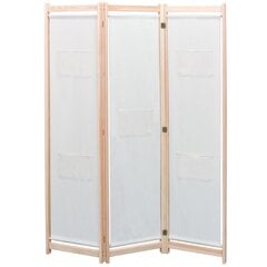 vidaXL 3-paneļu istabas aizslietnis, 120x170x4 cm, krēmkrāsas audums cena un informācija | Aizslietņi | 220.lv