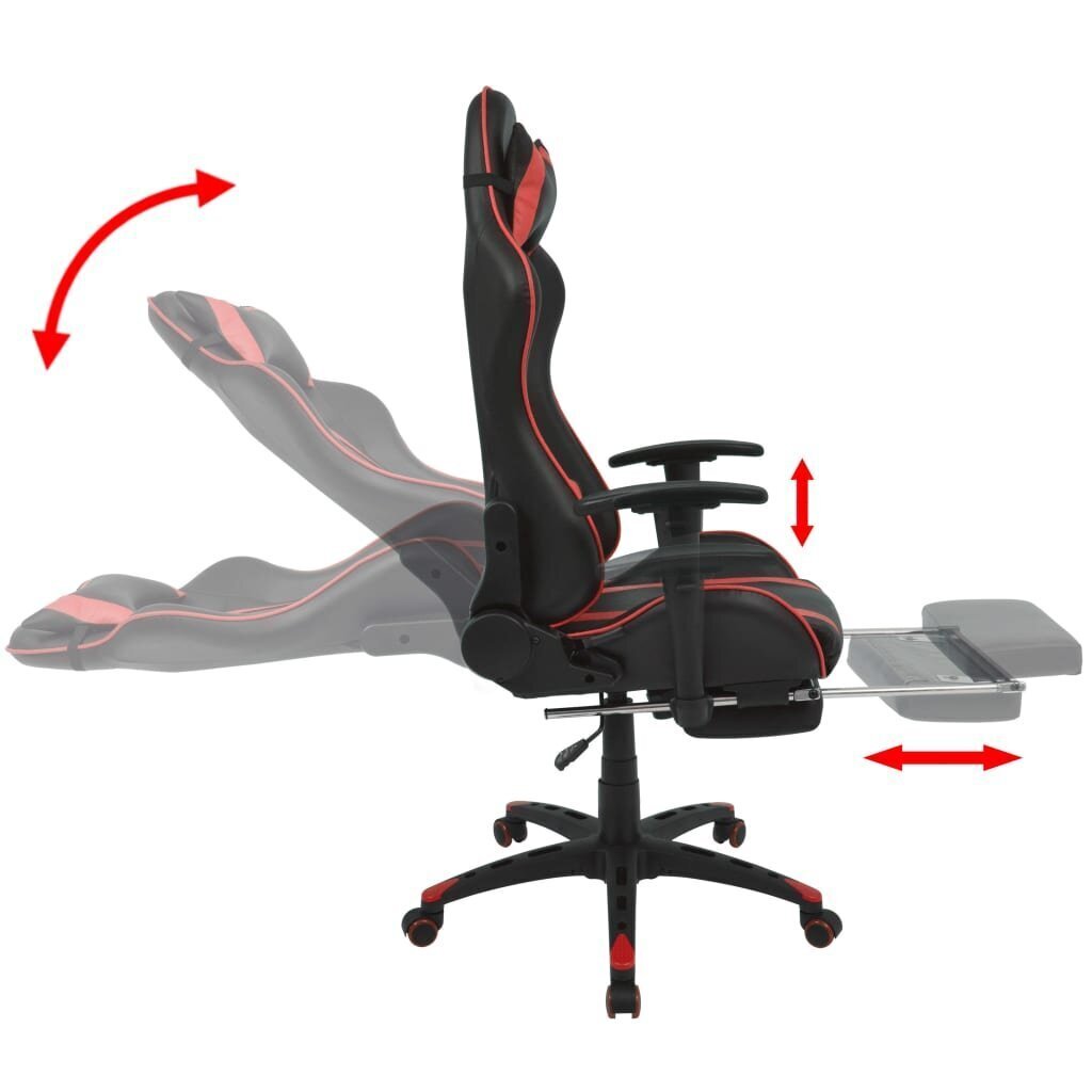 Atlaižams biroja krēsls ar kāju balstu, sarkans cena un informācija | Biroja krēsli | 220.lv