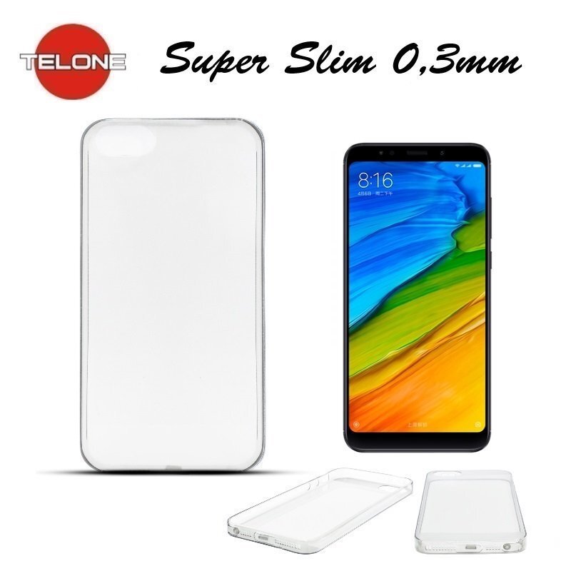 Telone Ultra Slim 0.3mm Back Case Xiaomi Redmi Note 5 / Redmi 5 Plus super plāns telefona apvalks Caurspīdīgs cena un informācija | Telefonu vāciņi, maciņi | 220.lv