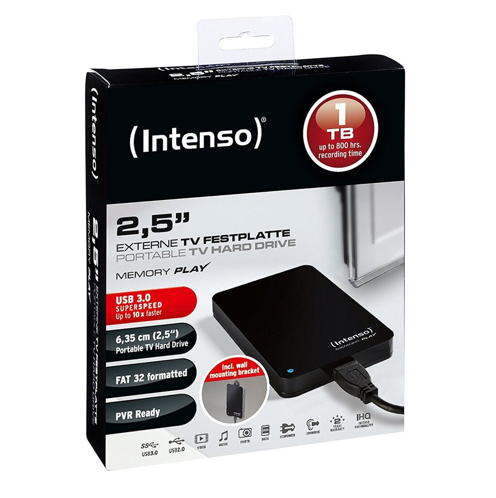 Ārējais cietais disks Intenso Memory Play 2.5'' 1TB USB 3.0 цена и информация | Ārējie cietie diski | 220.lv
