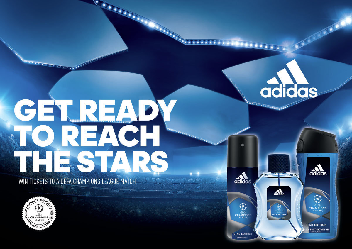 Dušas želeja Adidas UEFA Champions League Star Edition 250 ml cena un informācija | Parfimēta vīriešu kosmētika | 220.lv