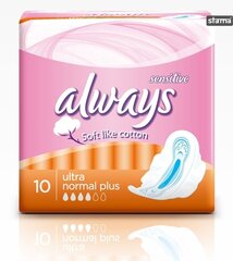 Higiēniskās paketes Always Ultra Normal Plus Sensitive 10 gab. cena un informācija | Tamponi, higiēniskās paketes, ieliktnīši | 220.lv