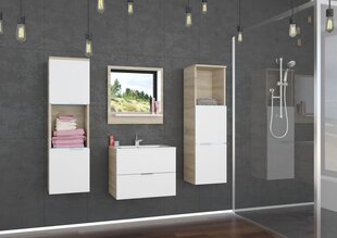 Vannas istabas mēbeļu komplekts, balts/ozols cena un informācija | Vannas istabas mēbeļu komplekti | 220.lv