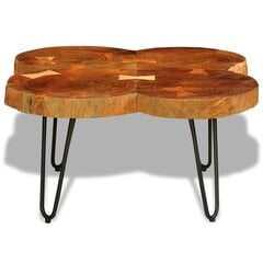 vidaXL kafijas galdiņš, 35 cm, 4 koka ripu dizains, masīvs rožkoks cena un informācija | Žurnālgaldiņi | 220.lv