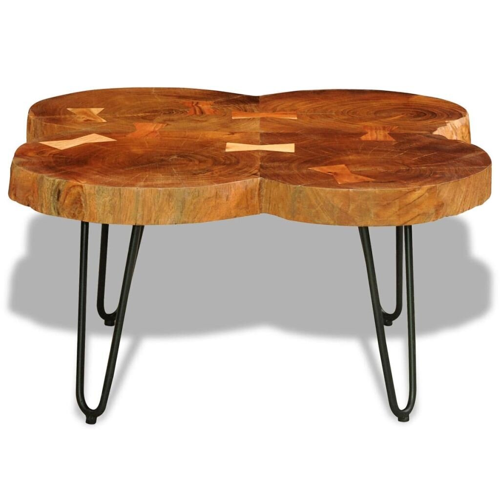 vidaXL kafijas galdiņš, 35 cm, 4 koka ripu dizains, masīvs rožkoks cena un informācija | Žurnālgaldiņi | 220.lv