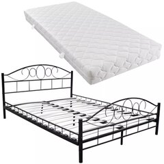 Черная металлическая кровать с матрасом, 180 х 200 см цена и информация | Кровати | 220.lv