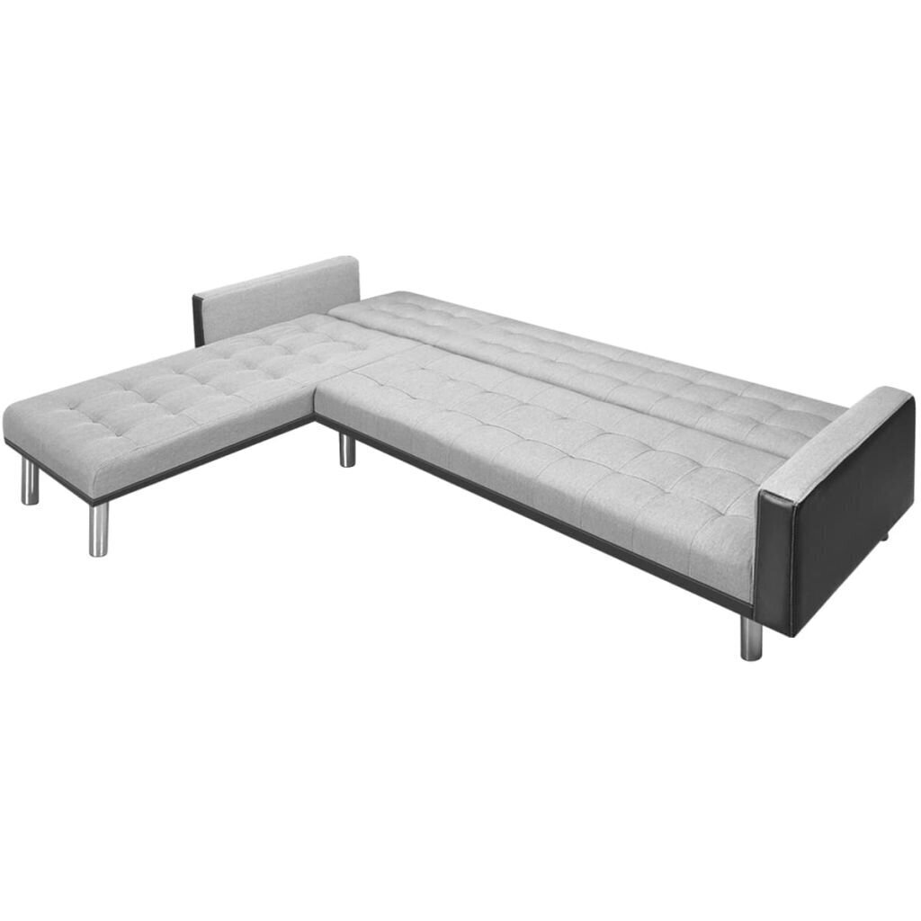 vidaXL stūra dīvāns, 218x155x69 cm, audums, melns ar pelēku cena un informācija | Stūra dīvāni | 220.lv