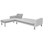 vidaXL stūra dīvāns, auduma, 218x155x69 cm, balta ar pelēku cena un informācija | Stūra dīvāni | 220.lv