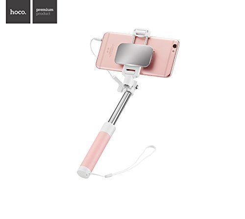Pašbildes nūja ar vadu / selfie stick / monopod Hoco K2 burvju spoguļa pašbilde, rozā cena un informācija | Selfie Sticks | 220.lv