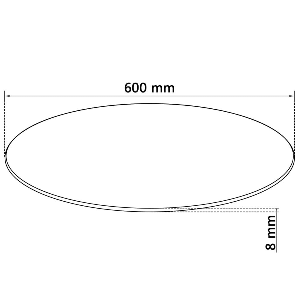 vidaXL galda virsma, 600 mm, rūdīta stikla, apaļa цена и информация | Virsmas galdiem | 220.lv