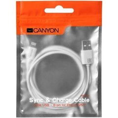 CANYON CFI-1 Lightning USB Cable for Apple - 1m, White cena un informācija | Savienotājkabeļi | 220.lv