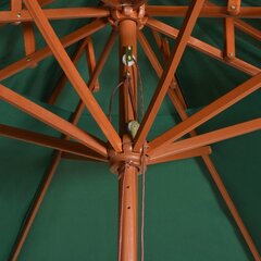 Зонтик от солнца, двойнойная крыша, 270 x 270 см, деревянный, зеленый цена и информация | Зонты, маркизы, стойки | 220.lv